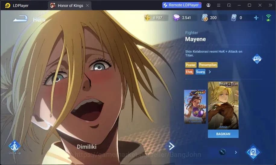Honor of Kings Accounts Global | 39H 25S | AoT Mayene, LEGEND Lady Sun | L image 5