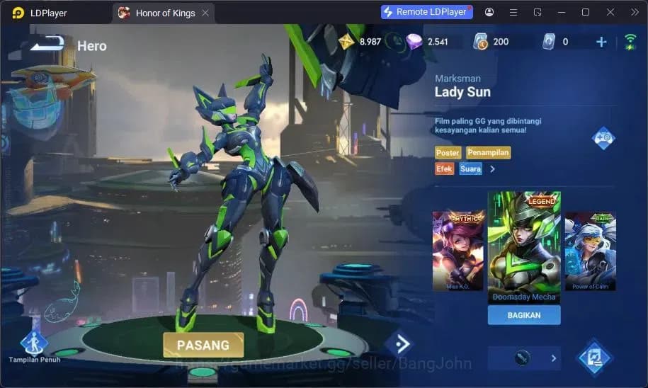 Honor of Kings Accounts Global | 39H 25S | AoT Mayene, LEGEND Lady Sun | L image 8