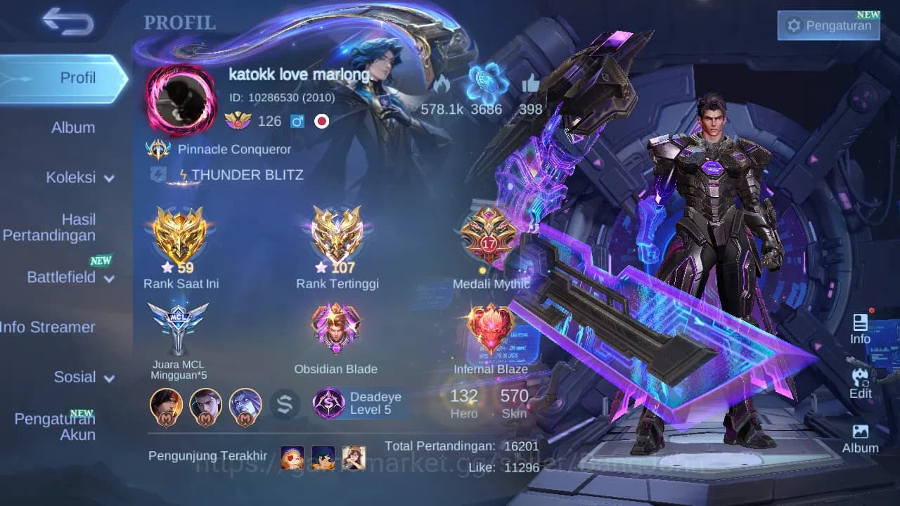 Mobile Legends: Bang Bang Accounts Hero 132 Skin 570 | Collector Ling | AOT Fanny | A image 17