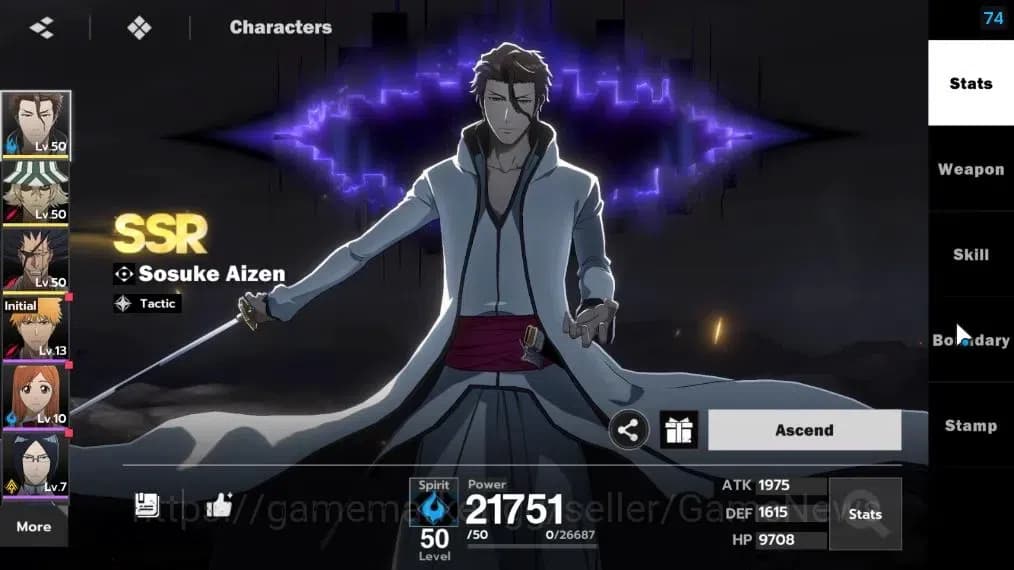 BLEACH: Soul Resonance Accounts NA Crunchyroll|LV 32|6 SSR [(AizenB1,Urahara,Zarak image 3