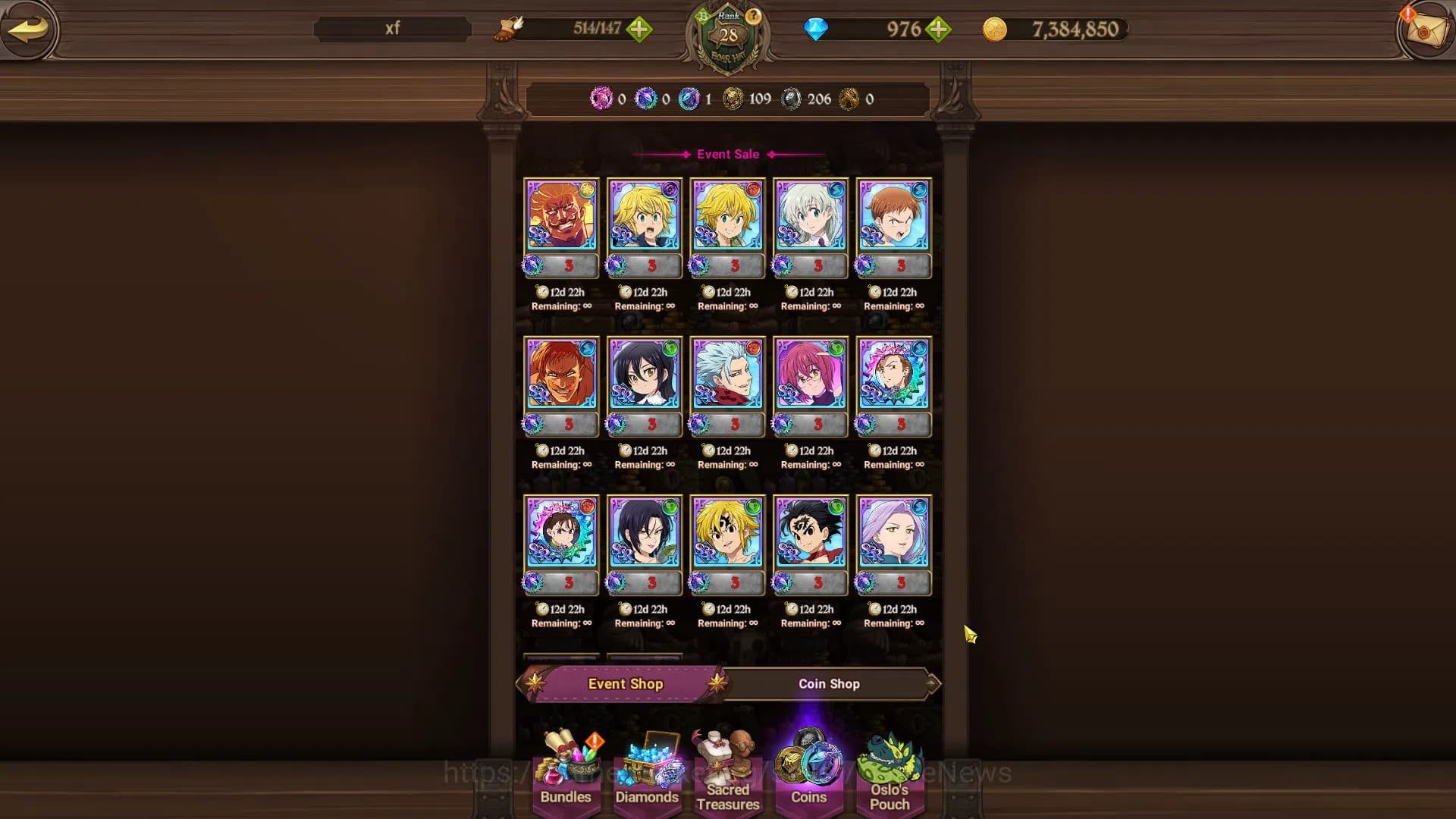 The Seven Deadly Sins: Grand Cross Accounts Global|657K CC|Starter Ch4|976 DM|1 UR+Collab Fire image 8