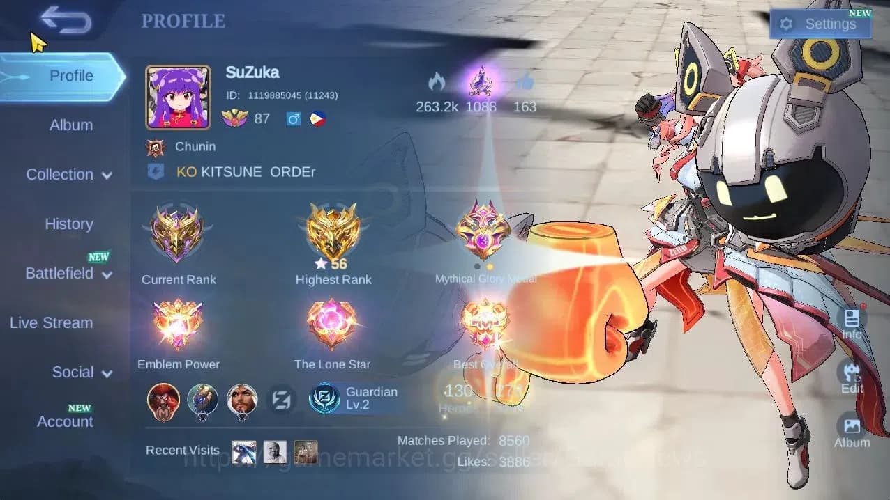 Mobile Legends: Bang Bang Accounts Hero 130|Skin278|HighGlory 56|Hanabi Vessel,Aspira image 2