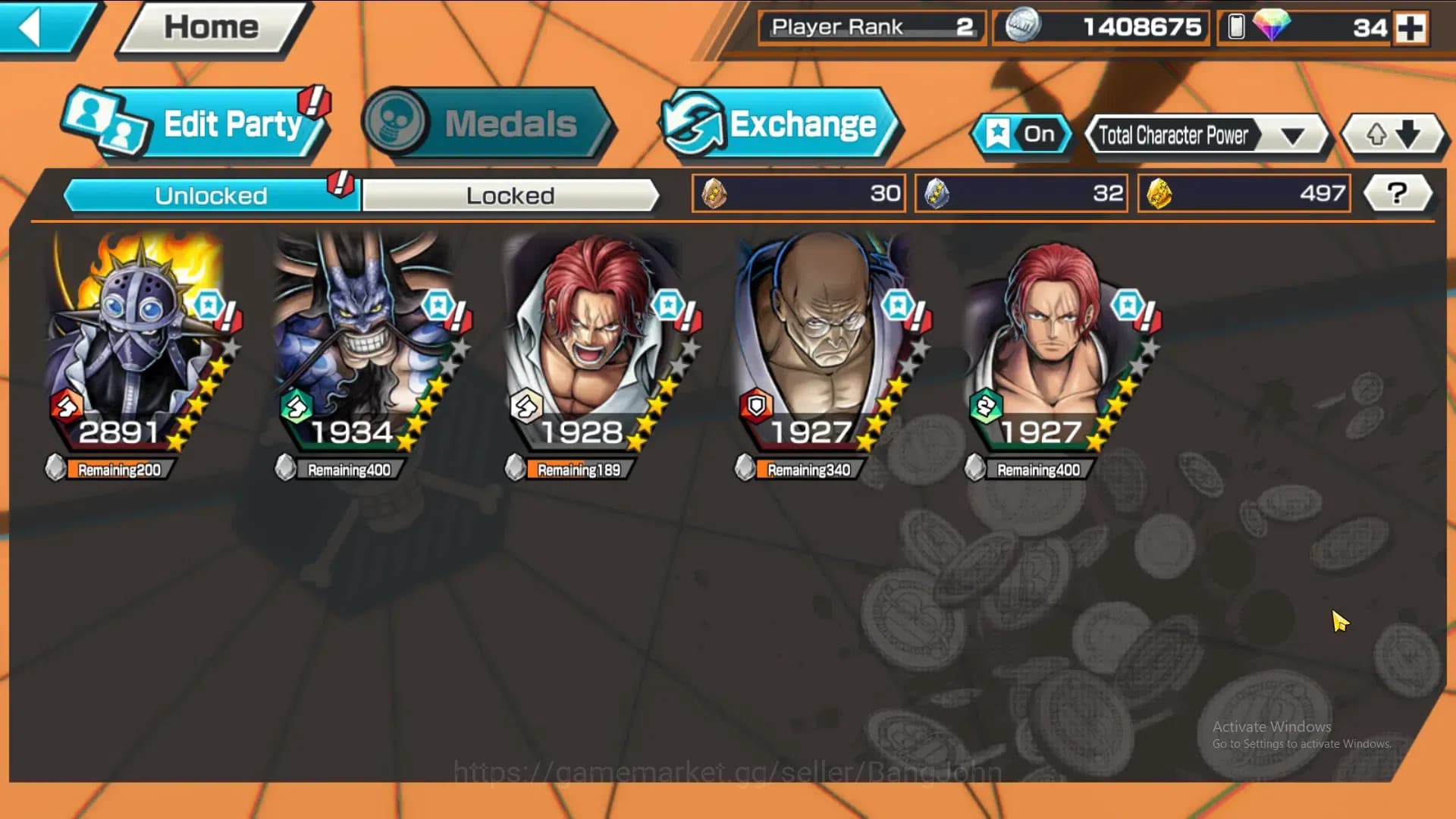 One Piece Bounty Rush Accounts GLOBAL|GF 497|4Ex|St Nusjuro,DD Shanks, FR Shanks, image 10