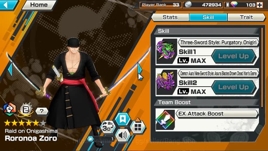 One Piece Bounty Rush Accounts Global | 4EX | Rank 33 | Okuchi Yamato, Roronoa Zo image 4