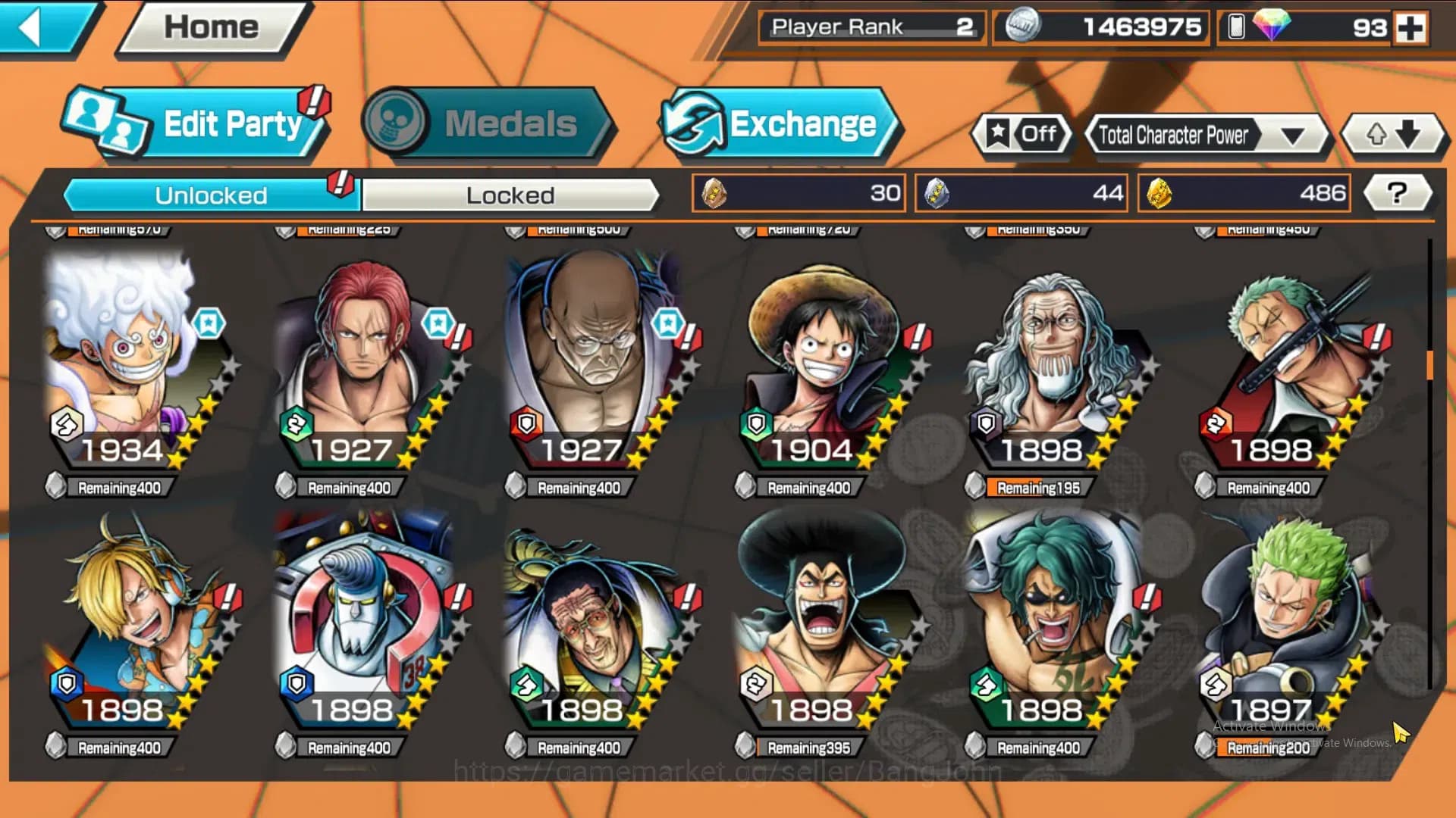 One Piece Bounty Rush Accounts GLOBAL|GF 486|4Ex|St Nusjuro,T4E Luffy,DD Shanks, image 6
