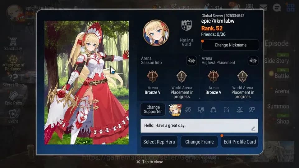 Epic Seven Accounts GLOBAL Unverif|New Era|4 ML(TM Luluca,Straze,FL Li image 2