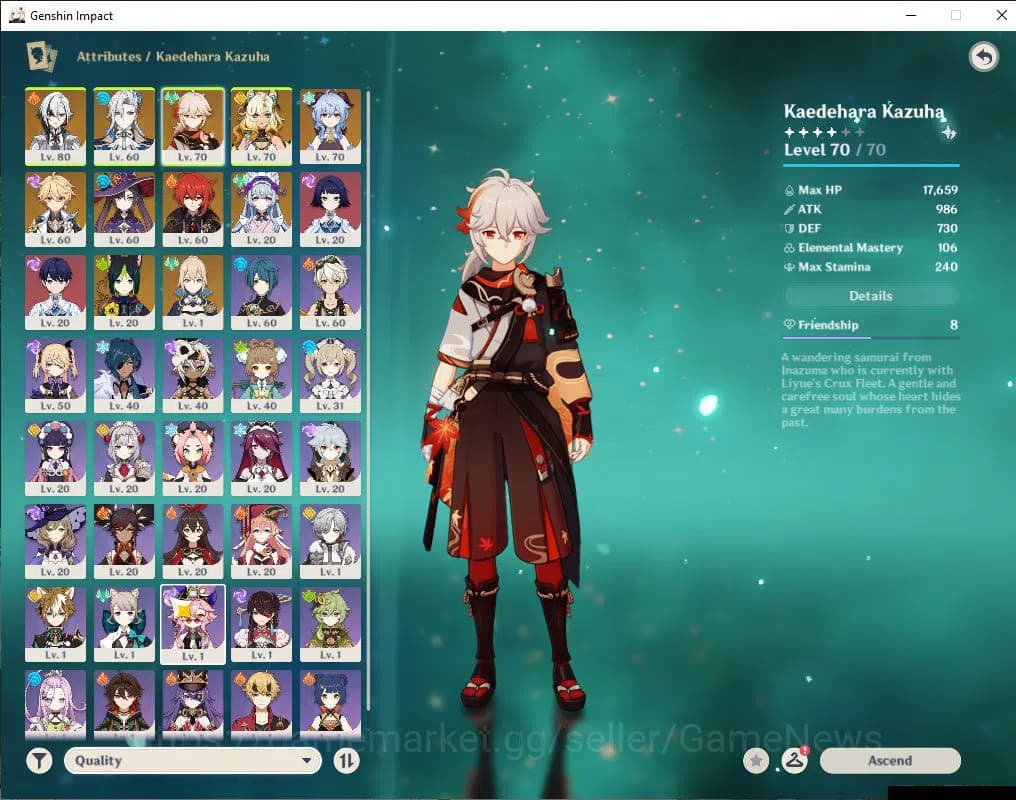 Genshin Impact Accounts Asia|AR 50|5 Limited|Arlecch,Neuvill,Kazuha,Xilone image 3