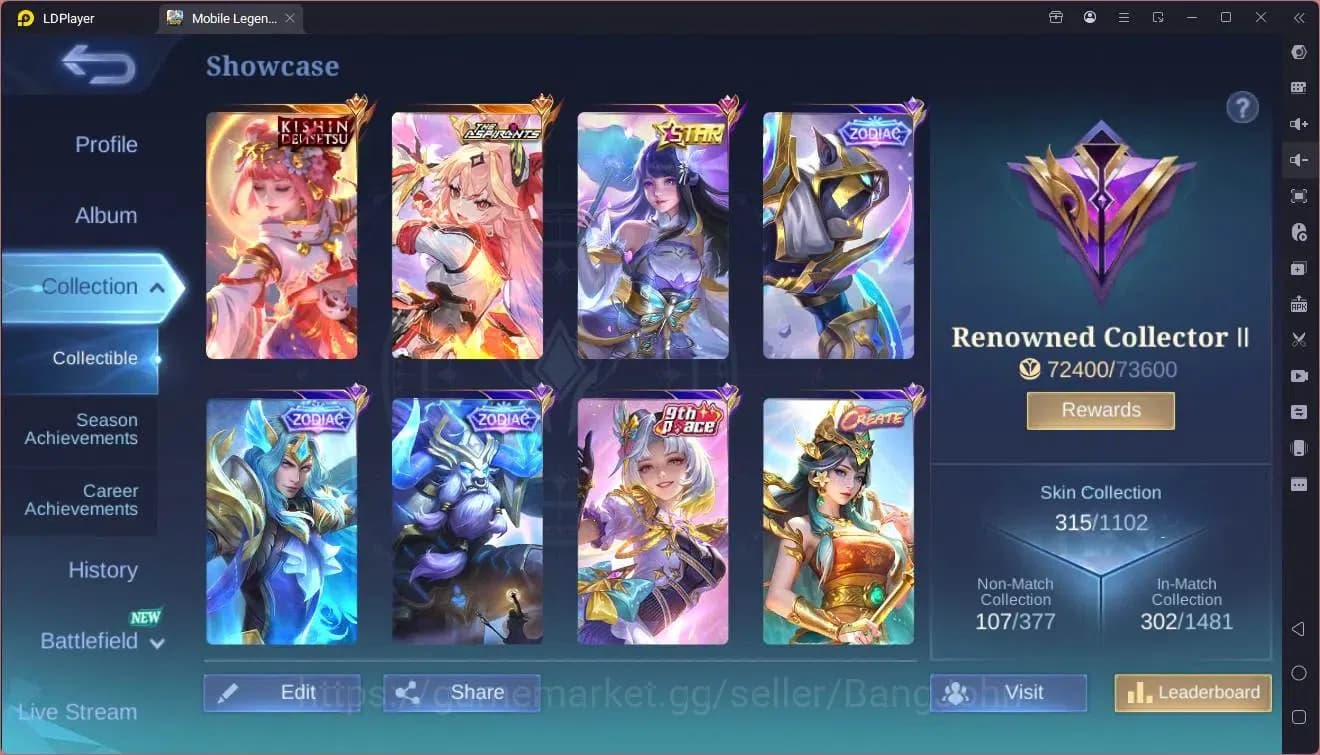 Mobile Legends: Bang Bang Accounts GLOBAL Hero 130 Skin 315|Kishin Angela|Aspirants G image 2