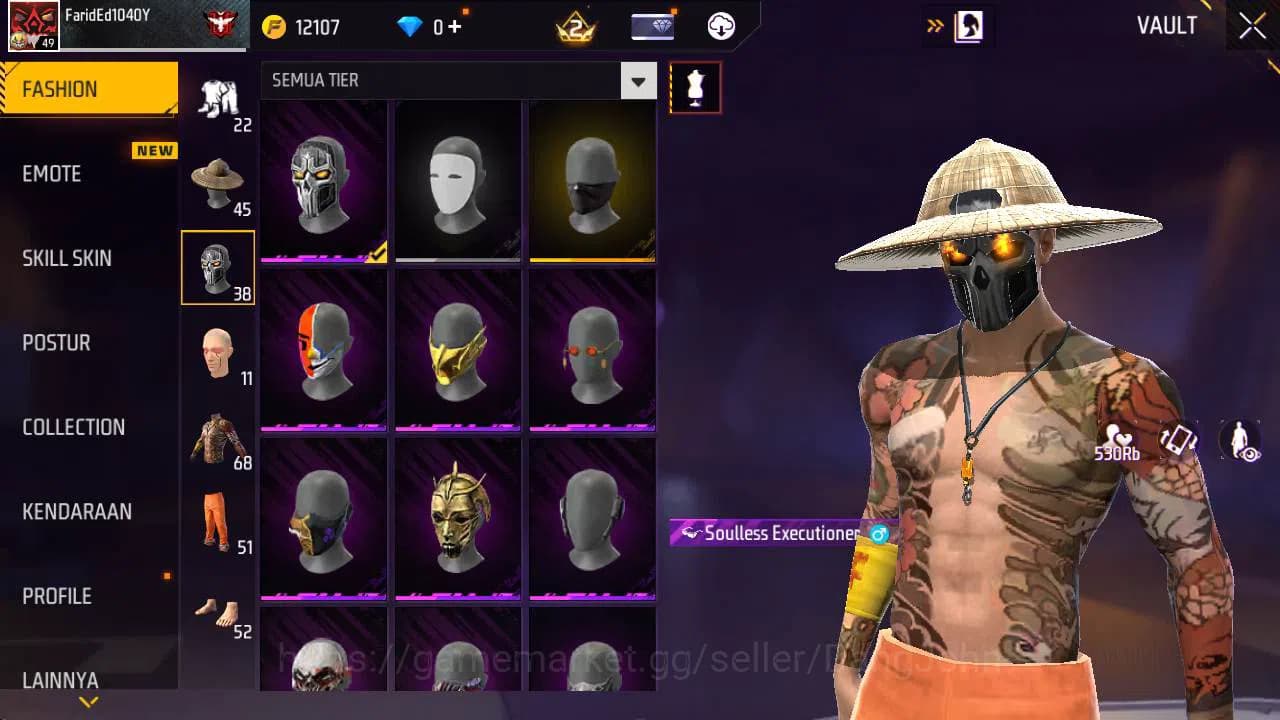 Free Fire Accounts Indonesia|Vault 68, SG gurun, SG lumut, tas bunny, image 10