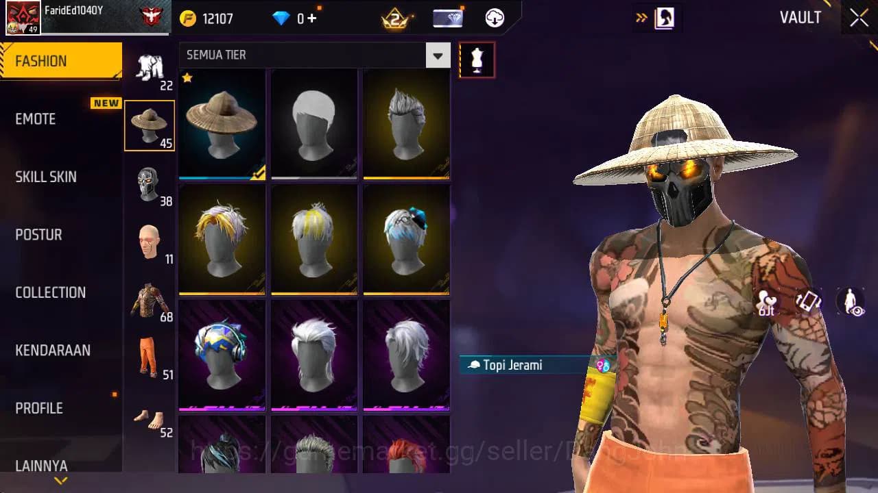 Free Fire Accounts Indonesia|Vault 68, SG gurun, SG lumut, tas bunny, image 11