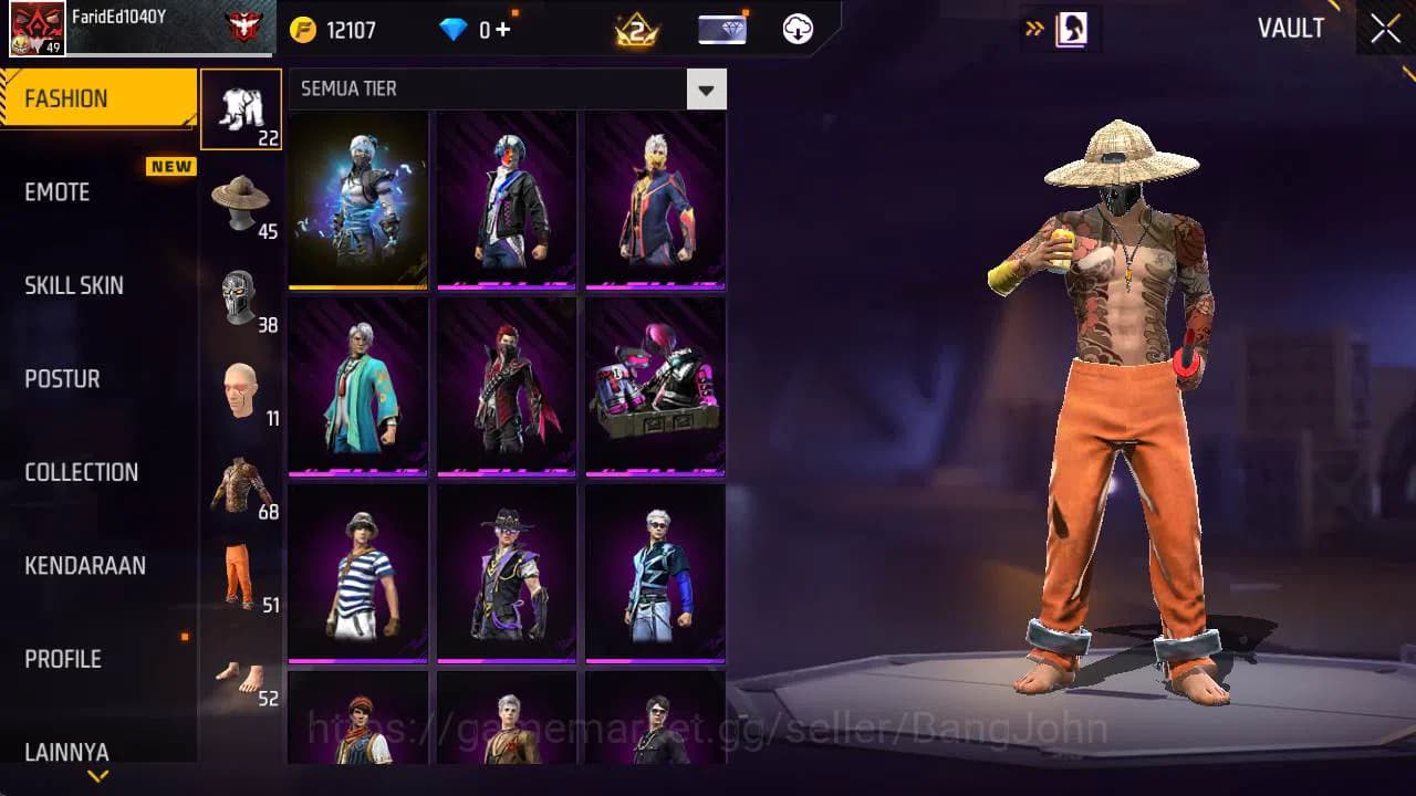 Free Fire Accounts Indonesia|Vault 68, SG gurun, SG lumut, tas bunny, image 12