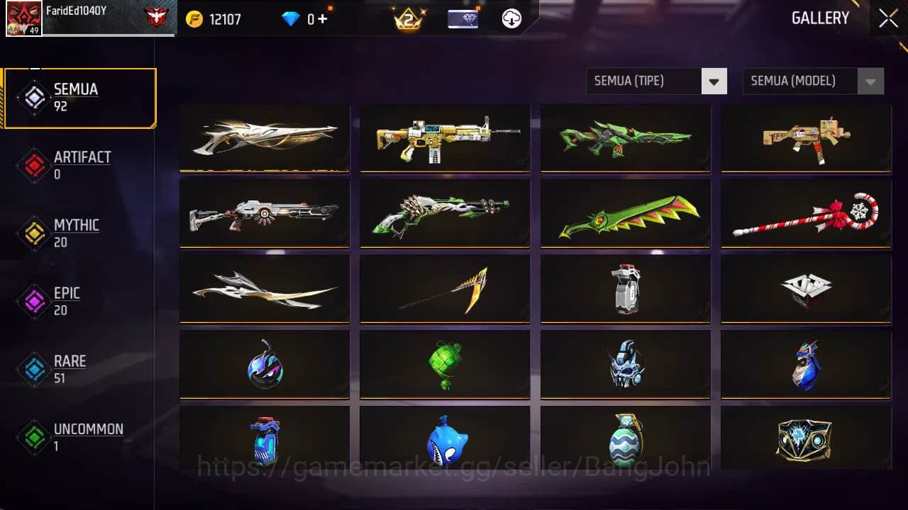 Free Fire Accounts Indonesia|Vault 68, SG gurun, SG lumut, tas bunny, image 13