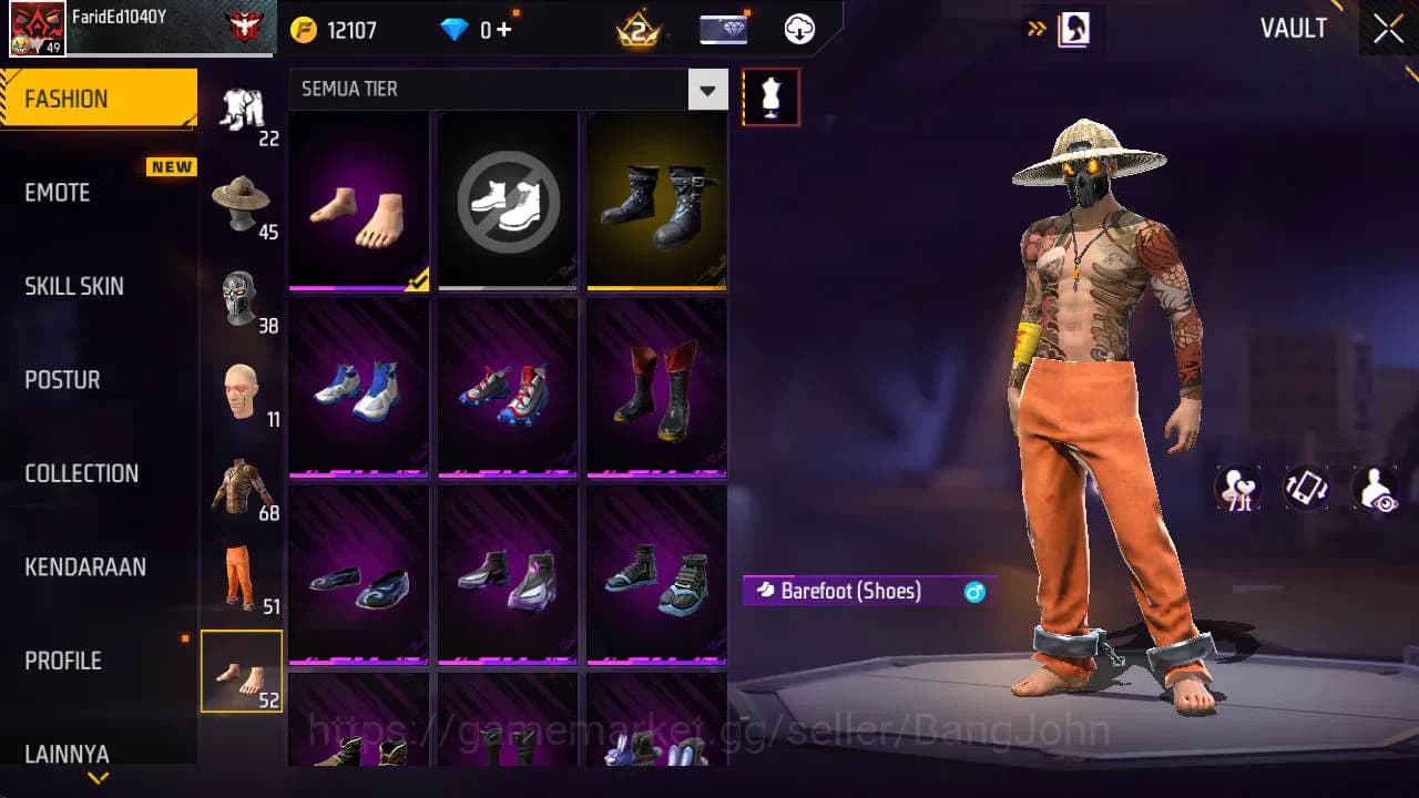 Free Fire Accounts Indonesia|Vault 68, SG gurun, SG lumut, tas bunny, image 6