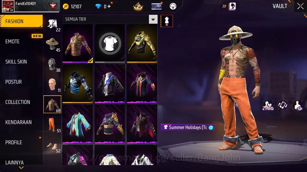 Free Fire Accounts Indonesia|Vault 68, SG gurun, SG lumut, tas bunny, image 8
