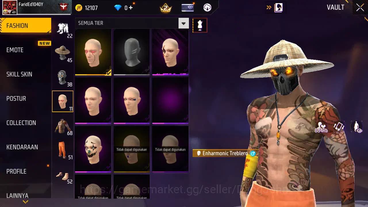 Free Fire Accounts Indonesia|Vault 68, SG gurun, SG lumut, tas bunny, image 9