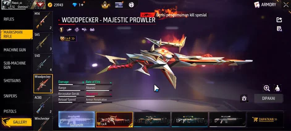 Free Fire Accounts Indonesia|M1887 Hand Of Hope|M1014 Scorpio S Lv4,T image 11