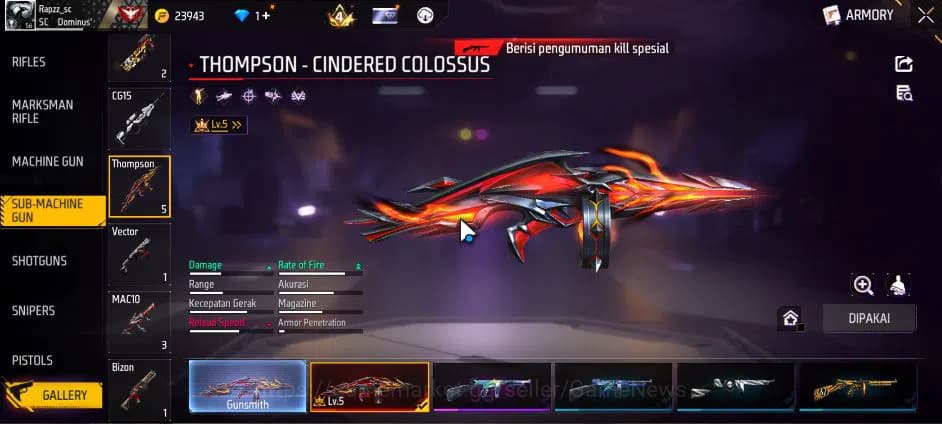 Free Fire Accounts Indonesia|M1887 Hand Of Hope|M1014 Scorpio S Lv4,T image 12