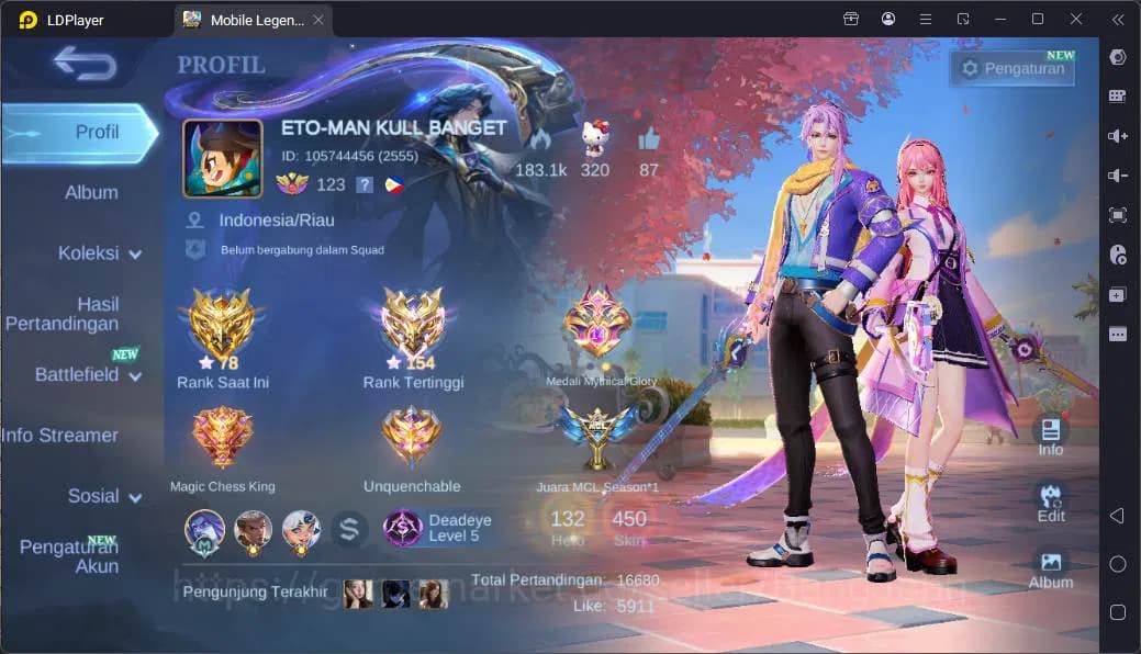 Mobile Legends: Bang Bang Accounts Hero 132|Skin 450|Legend Franco,KoF CHou+Gusion,Da image 1
