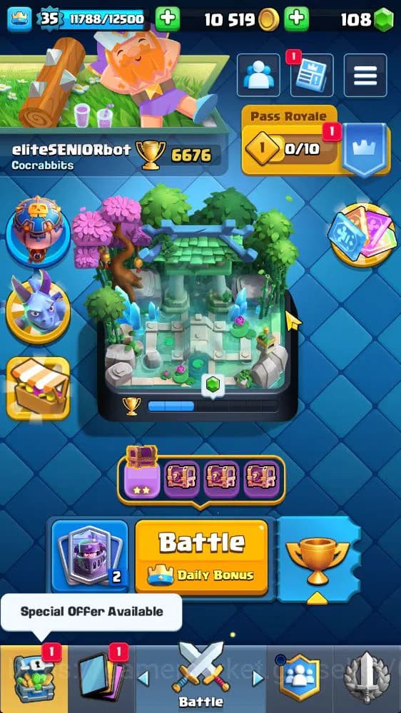 Clash Royale Accounts Lv 35|Trophy 6676|KTL 12|Limited Skin|Card 120|2 H image 1