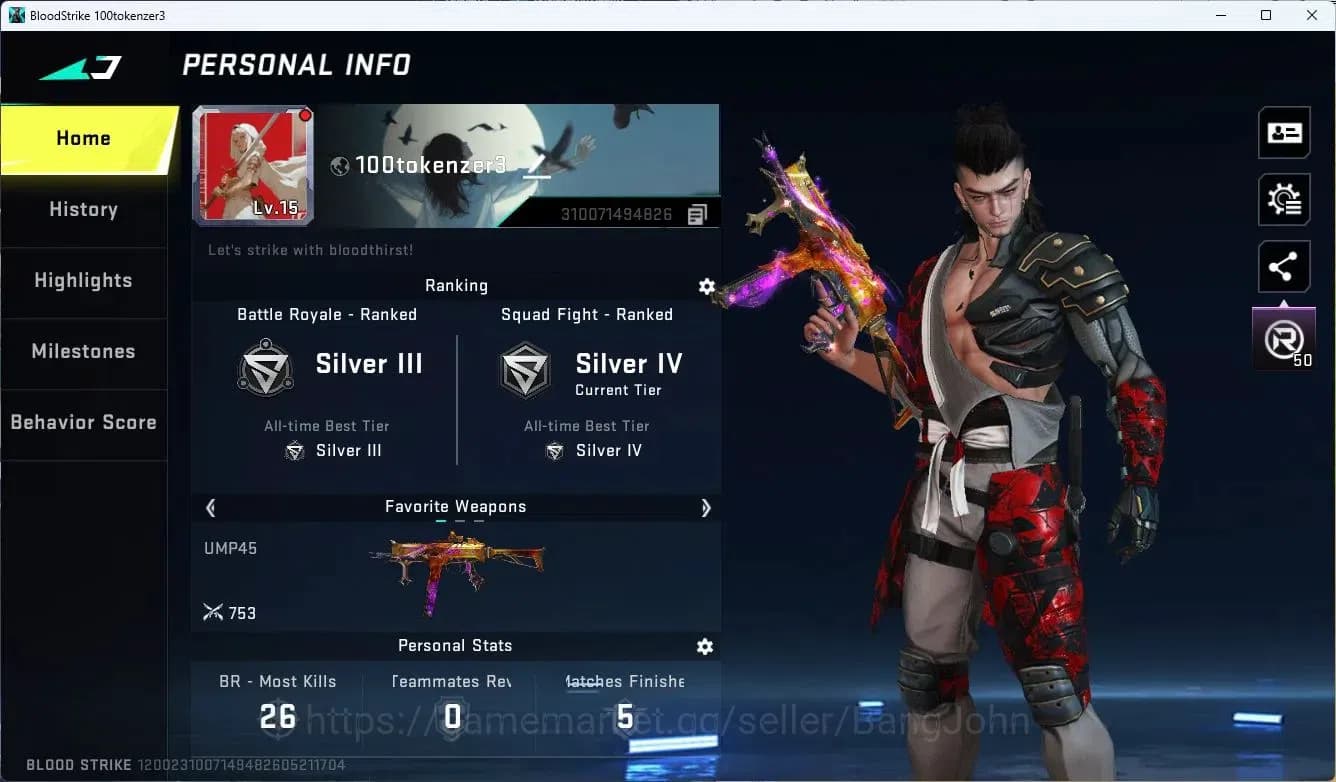 Blood Strike Accounts ASIA | ULTRA UMP45 Oni Piercer | 4 LEGENDARY GUN | image 1