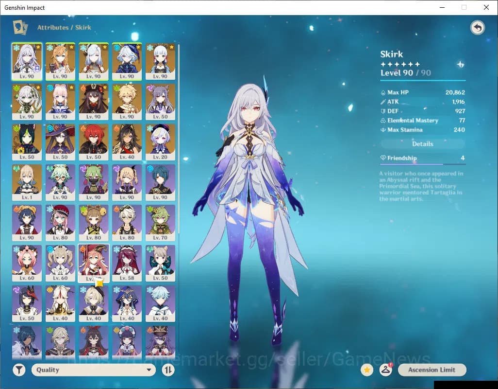 Genshin Impact Accounts ASIA|AR57|8Limited+4(*5Wep)|Prime Skirk|AyakaC1+si image 4