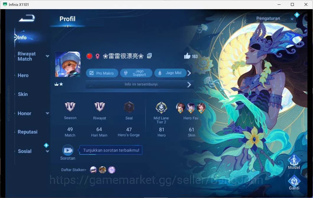 Honor of Kings Accounts GLOBAL | HERO 81, SKIN 61 stellar liu bei, blessed image 1