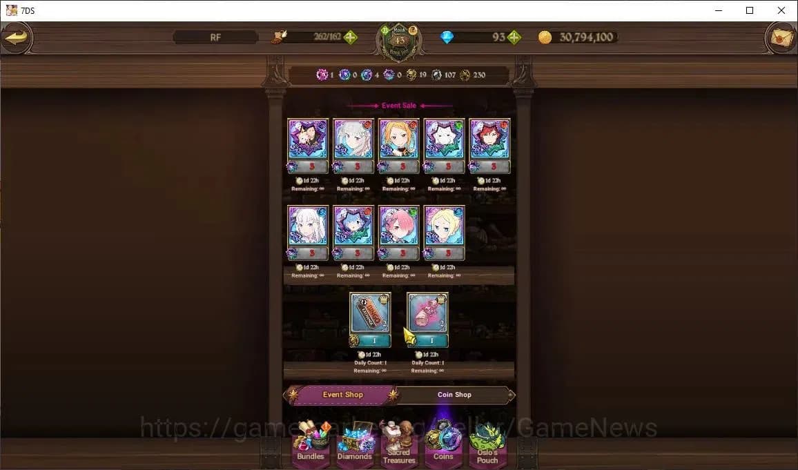 The Seven Deadly Sins: Grand Cross Accounts Global|657K CC|Chapter 4|4 UR+Collab ReZero|Trista image 9