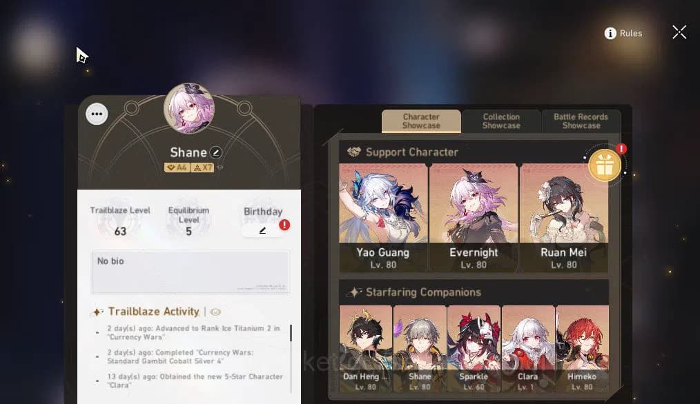 Honkai Star Rail Accounts Asia|TL 63|5 Limited|Yao Guang+Sign,Evernight+Sign image 2