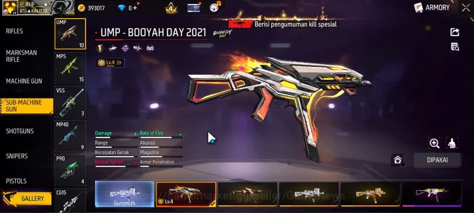 Free Fire Accounts Indonesia|M1887 Emerald Power|UMP Booyah 21 Lv4,FA image 11