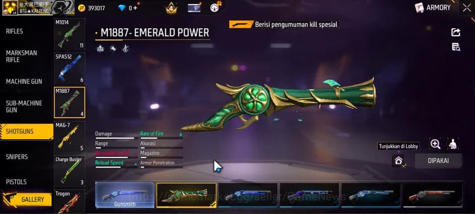 Free Fire Accounts Indonesia|M1887 Emerald Power|UMP Booyah 21 Lv4,FA image 12