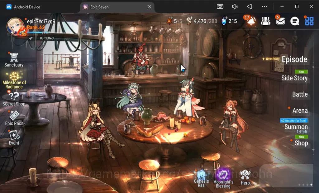 Epic Seven Accounts GLOBAL UNVERIF|9 ML(NM Luna,ConQ Lilias,SE Celine, image 1