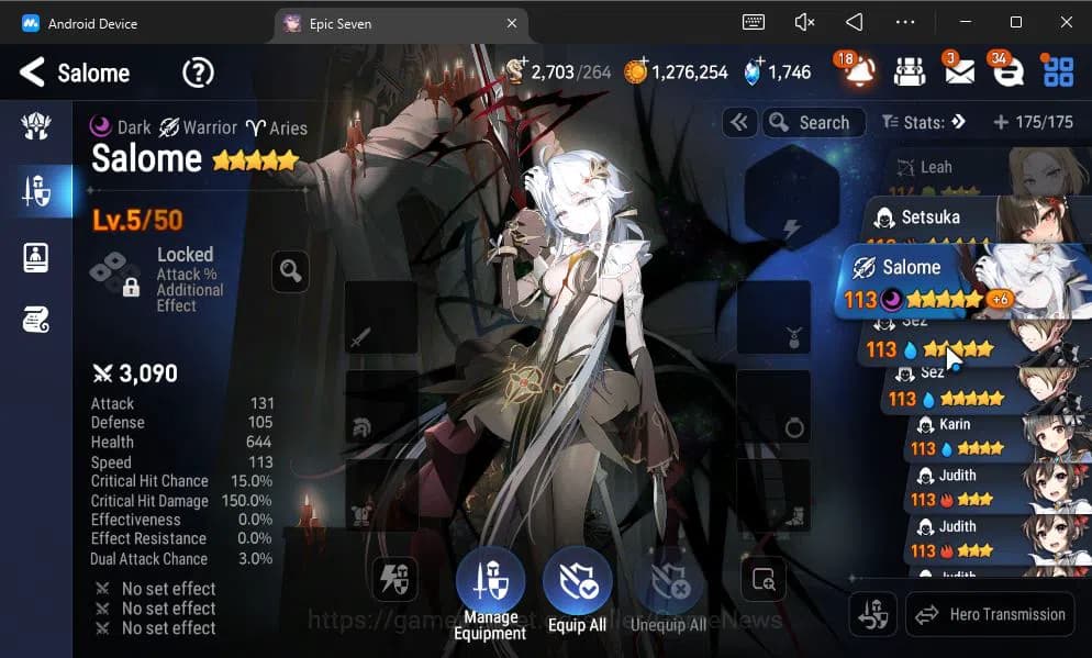 Epic Seven Accounts GLOBAL UNVERIF|7 ML(Salome,LOT Scales,Rof Light,Et image 2