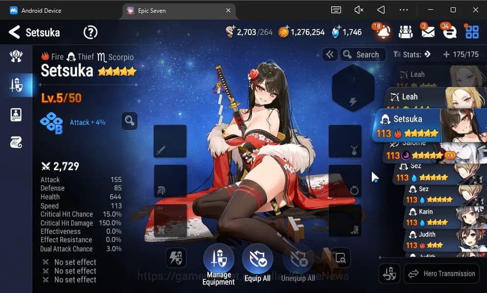 Epic Seven Accounts GLOBAL UNVERIF|7 ML(Salome,LOT Scales,Rof Light,Et image 3