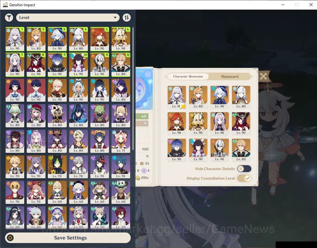 Genshin Impact Accounts ASIA|AR60|16Limit+7(*5Weapon)|PremTeam(Skirk,Mavui image 1