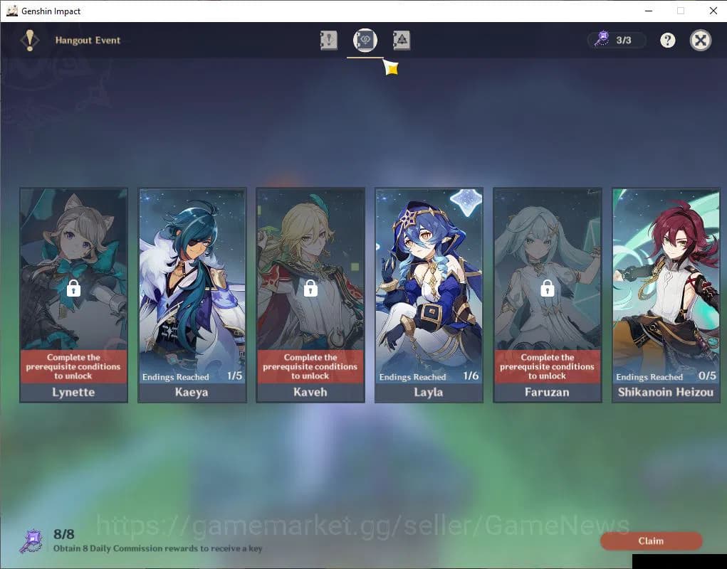 Genshin Impact Accounts ASIA|AR60|16Limit+7(*5Weapon)|PremTeam(Skirk,Mavui image 14