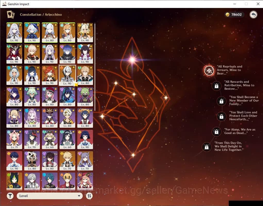 Genshin Impact Accounts ASIA|AR60|16Limit+7(*5Weapon)|PremTeam(Skirk,Mavui image 4