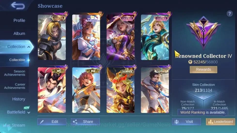 Mobile Legends: Bang Bang Accounts Hero 119|Skin 213|High Glory 58|Sanrio Floryn,CC N image 3
