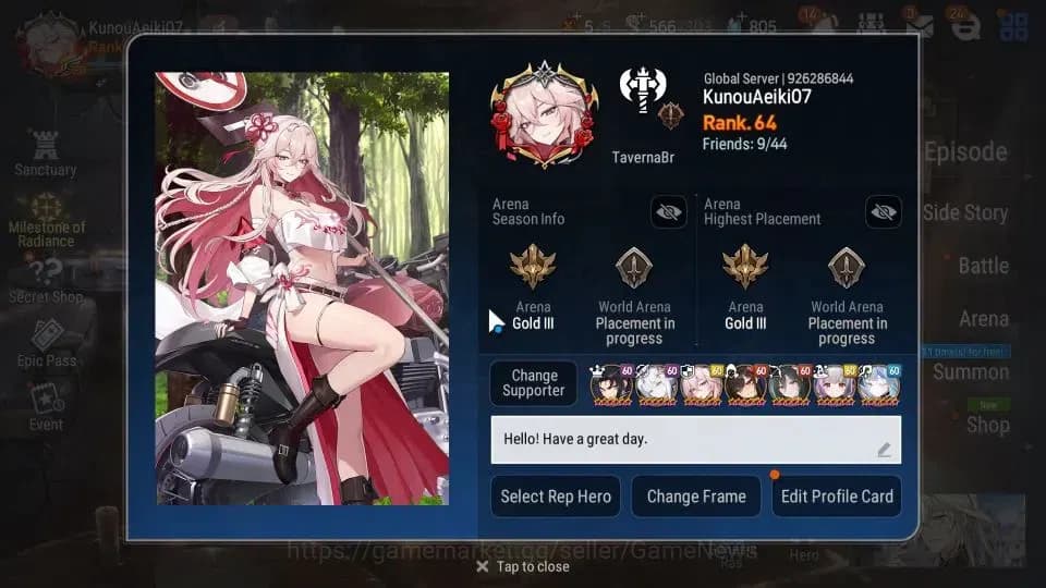 Epic Seven Accounts Server|UnVerif|11 ML Heroes: Boss Arunka, Salome. image 2