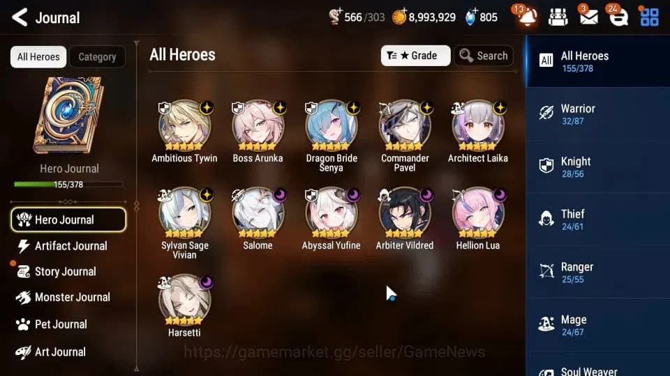Epic Seven Accounts Server|UnVerif|11 ML Heroes: Boss Arunka, Salome. image 6