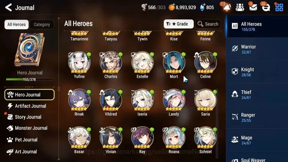 Epic Seven Accounts Server|UnVerif|11 ML Heroes: Boss Arunka, Salome. image 8