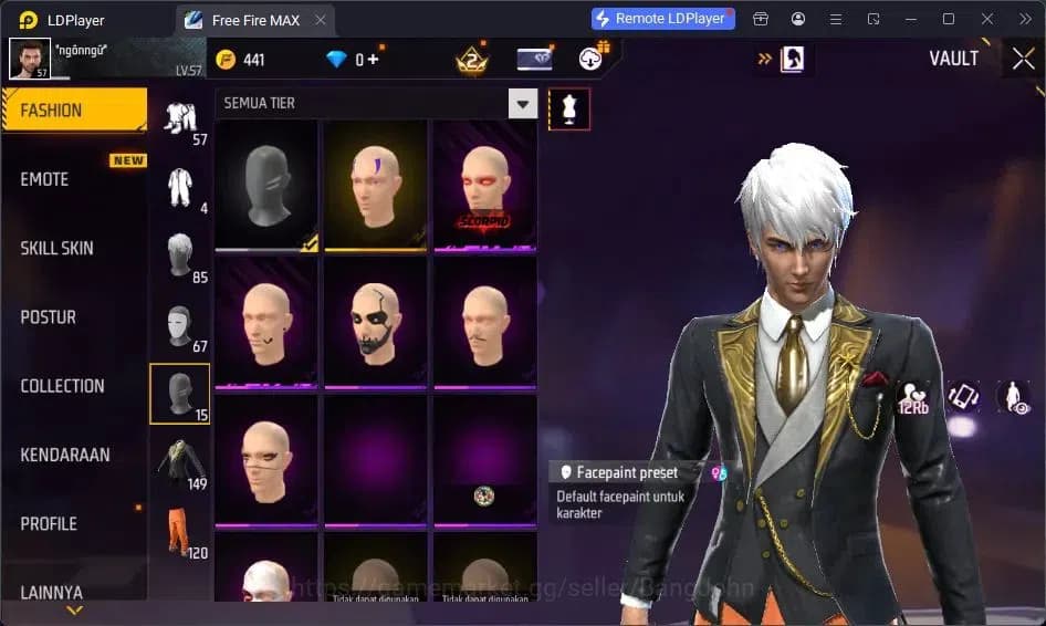 Free Fire Accounts Indonesia |Vault 120|EVO UMP-BOOYAH| EVO M60-DRESM image 15