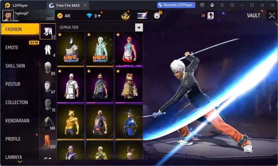 Free Fire Accounts Indonesia |Vault 120|EVO UMP-BOOYAH| EVO M60-DRESM image 3