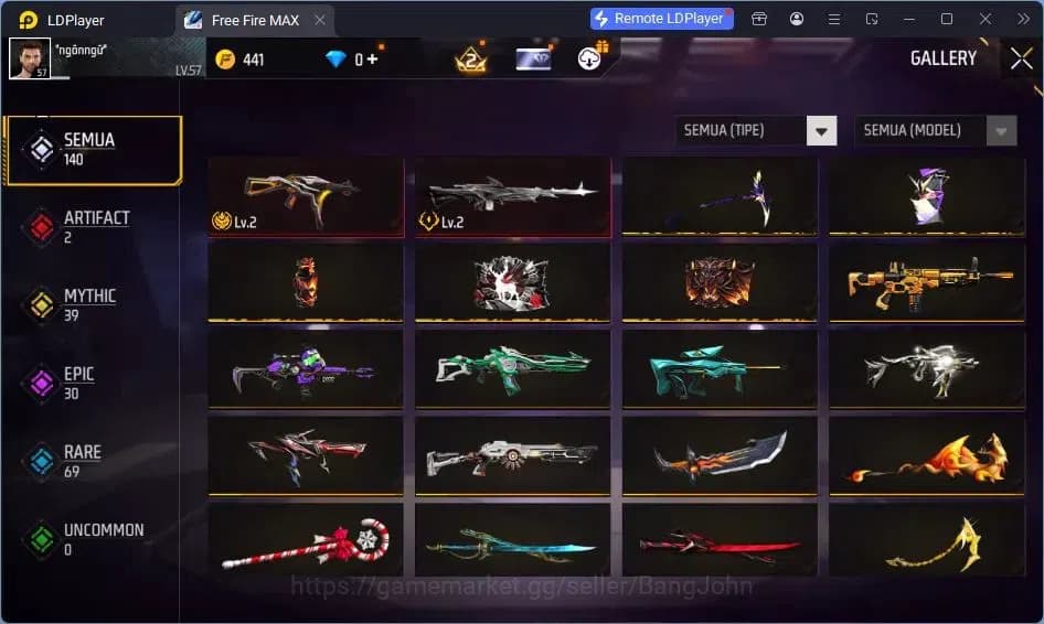 Free Fire Accounts Indonesia |Vault 120|EVO UMP-BOOYAH| EVO M60-DRESM image 4