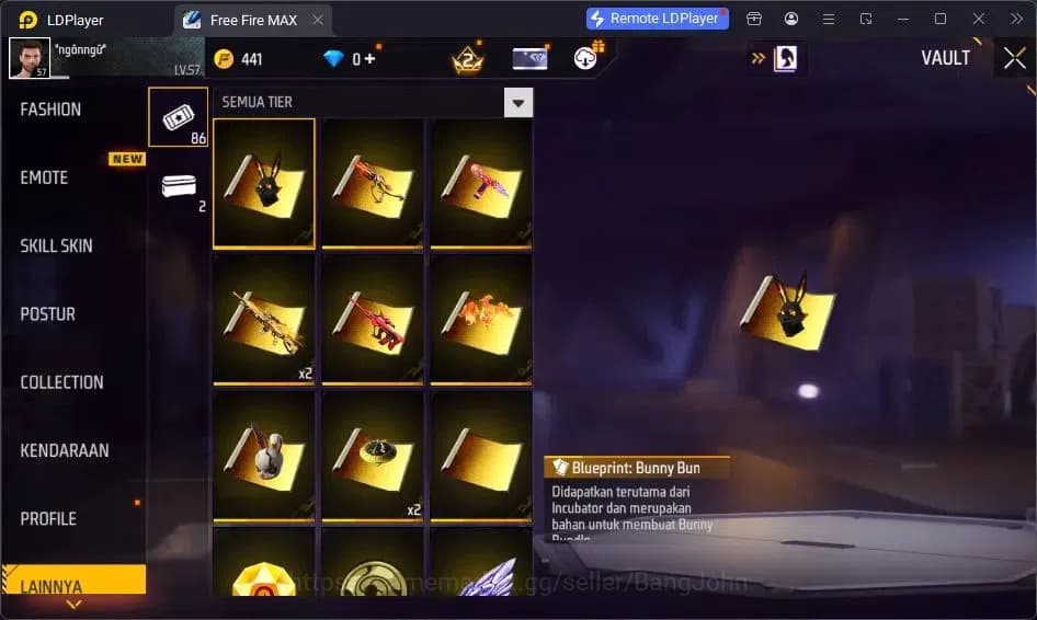 Free Fire Accounts Indonesia |Vault 120|EVO UMP-BOOYAH| EVO M60-DRESM image 7