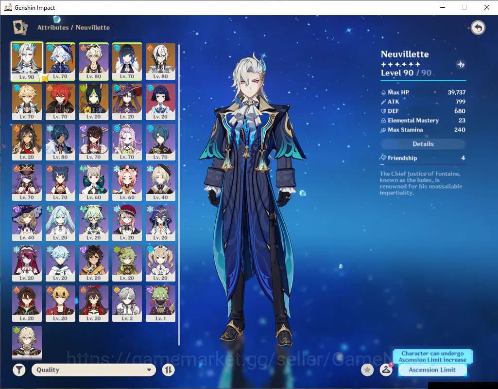 Genshin Impact Accounts Asia|AR 52 |4 Limited+3(*5WEP)|Neuvillate,Furina,Y image 3