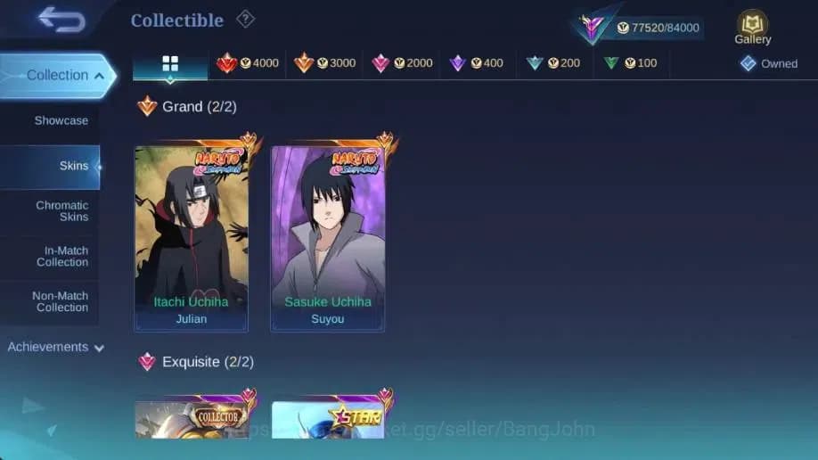 Mobile Legends: Bang Bang Accounts Global|Hero 132|Skin 335|Renowned|Itachi+Sasuke|ST image 8