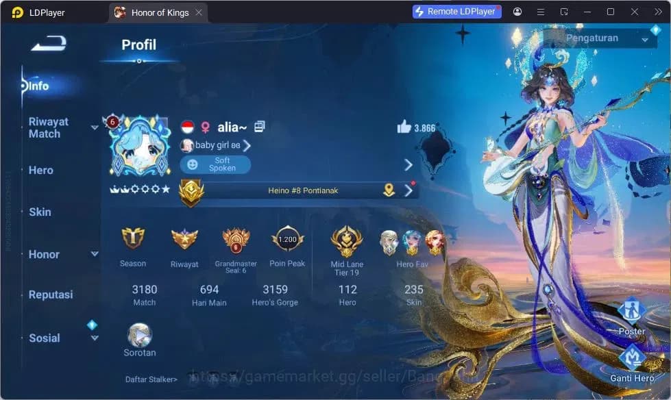 Honor of Kings Accounts GLOBAL|112HR|235SK|Mythic Diochan | Dolia Limited+ image 14