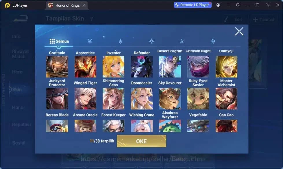 Honor of Kings Accounts GLOBAL|112HR|235SK|Mythic Diochan | Dolia Limited+ image 5