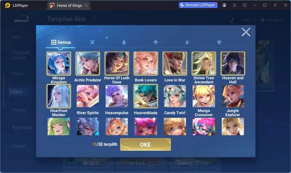 Honor of Kings Accounts GLOBAL|112HR|235SK|Mythic Diochan | Dolia Limited+ image 9