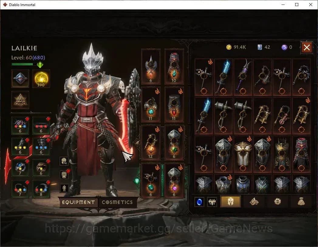 Diablo Immortal Accounts SEA - Anu|CS ON|Lv60(680)|Crusader|CR 37K|Reso 390 image 5